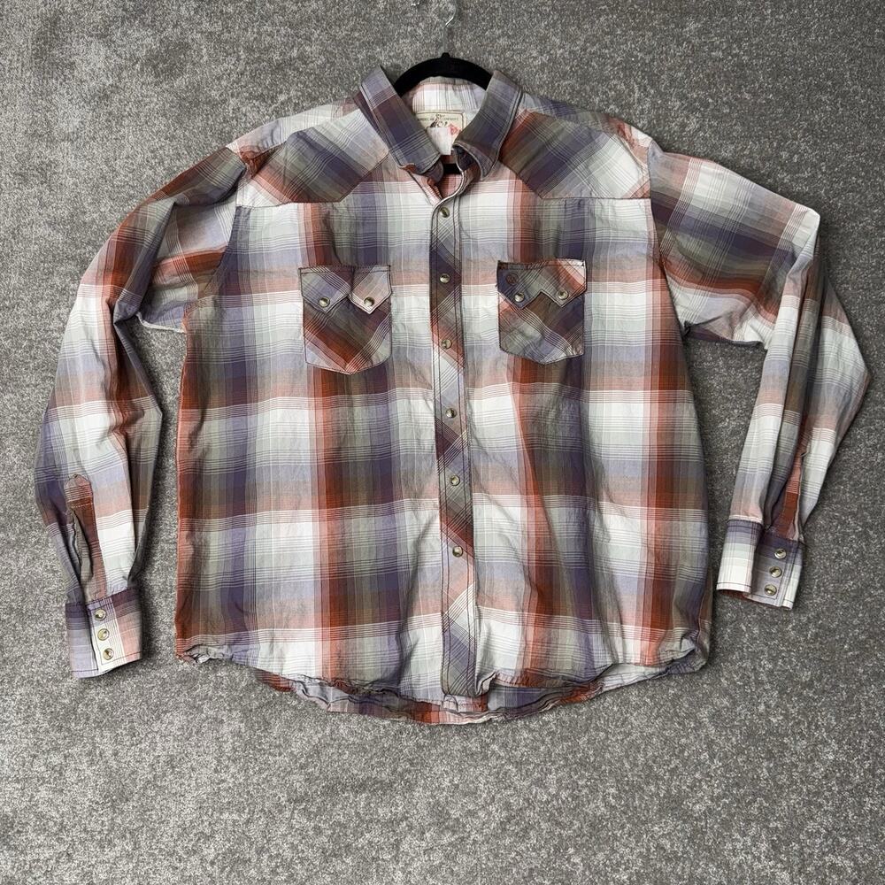 Vintage Wrangler Pearl Snap Western‎ Shirt 2M Plaid W Pocket Rodeo Cowboy